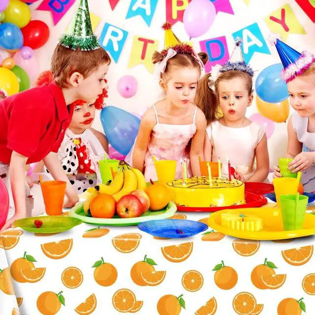 Alt view image 5 of 7 - 4Pcs Little Cutie Tablecloths, Orange Fruit Table Covers