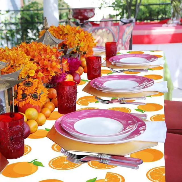 Alt view image 7 of 7 - 4Pcs Little Cutie Tablecloths, Orange Fruit Table Covers