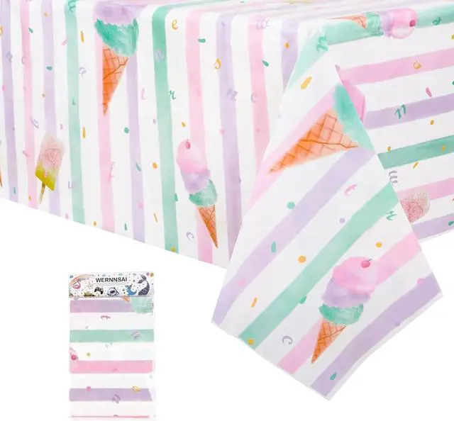 Main image of WERNNSAI Ice Cream Tablecloth - 1 Pack 108"x54" Sprinkle Table Cover