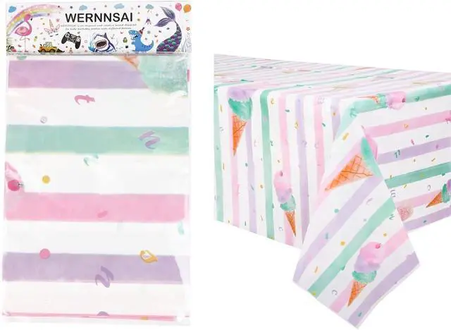 Alt view image 4 of 7 - WERNNSAI Ice Cream Tablecloth - 1 Pack 108"x54" Sprinkle Table Cover