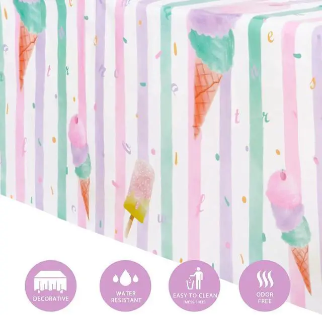 Alt view image 3 of 7 - WERNNSAI Ice Cream Tablecloth - 1 Pack 108"x54" Sprinkle Table Cover