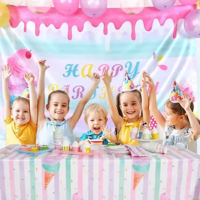 Alt view image 7 of 7 - WERNNSAI Ice Cream Tablecloth - 1 Pack 108"x54" Sprinkle Table Cover