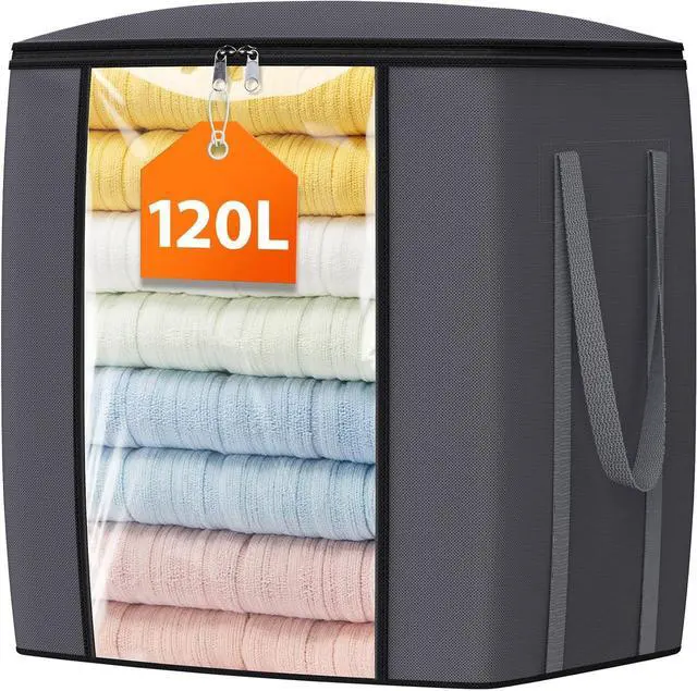 Main image of TasticTotes 120L Extra Large Blanket Clothes Storage Bags, Gray, 1 Pack