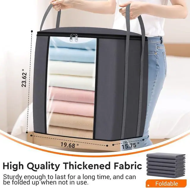 Alt view image 2 of 7 - TasticTotes 120L Extra Large Blanket Clothes Storage Bags, Gray, 1 Pack