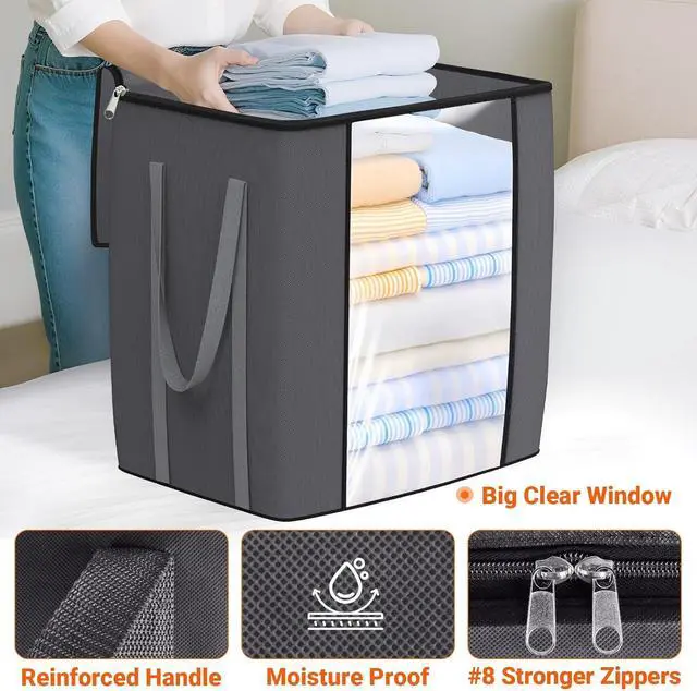 Alt view image 4 of 7 - TasticTotes 120L Extra Large Blanket Clothes Storage Bags, Gray, 1 Pack
