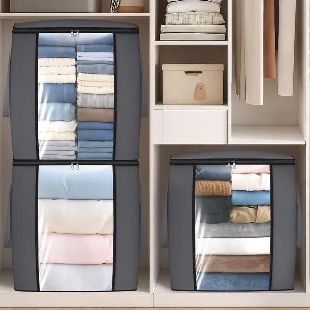 Alt view image 7 of 7 - TasticTotes 120L Extra Large Blanket Clothes Storage Bags, Gray, 1 Pack