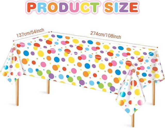 Alt view image 2 of 6 - Oudain 3 Pcs Polka Dot Plastic Tablecloth for Party, 108 x 54 Inch
