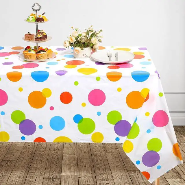 Alt view image 3 of 6 - Oudain 3 Pcs Polka Dot Plastic Tablecloth for Party, 108 x 54 Inch