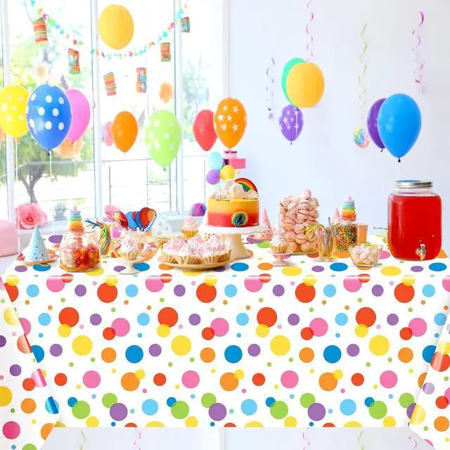 Alt view image 5 of 6 - Oudain 3 Pcs Polka Dot Plastic Tablecloth for Party, 108 x 54 Inch