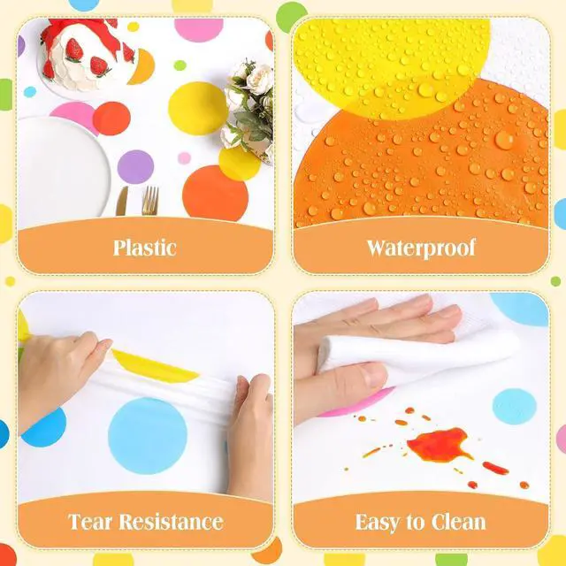 Alt view image 4 of 6 - Oudain 3 Pcs Polka Dot Plastic Tablecloth for Party, 108 x 54 Inch
