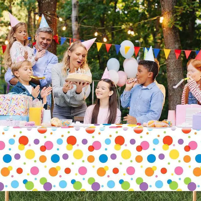 Alt view image 6 of 6 - Oudain 3 Pcs Polka Dot Plastic Tablecloth for Party, 108 x 54 Inch