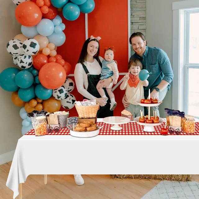 Alt view image 6 of 7 - 6 Pack Red Gingham Table Runner, Red and White Checkered Tablecloths 14 x 108 Inches Rectangular Waterproof Picnic Table Runner for Birthday Party Crawfish Boil Party Supplies