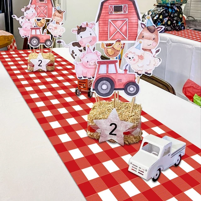Alt view image 7 of 7 - 6 Pack Red Gingham Table Runner, Red and White Checkered Tablecloths 14 x 108 Inches Rectangular Waterproof Picnic Table Runner for Birthday Party Crawfish Boil Party Supplies