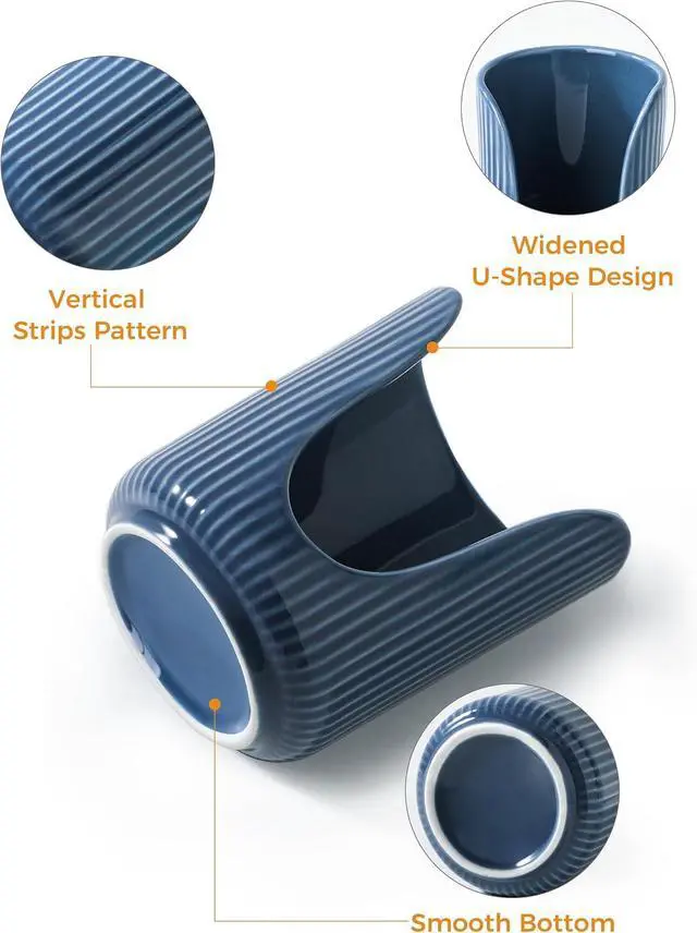 Alt view image 4 of 7 - ABRUTY Bathroom Cup Dispenser, 3oz-4oz Ceramic Paper Cup Holder, Small Countertop Mouthwash Dixie Cups Accessories, for Vanity Countertops, Bathroom, Kitchen, and Dining Room, Blue