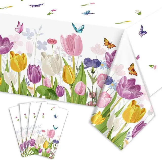 Main image of 4Pcs Floral Tablecloth, Wildflower Party Decorations51 x 86 inch