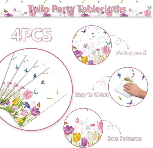 Alt view image 3 of 7 - 4Pcs Floral Tablecloth, Wildflower Party Decorations51 x 86 inch