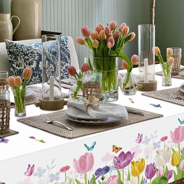 Alt view image 6 of 7 - 4Pcs Floral Tablecloth, Wildflower Party Decorations51 x 86 inch