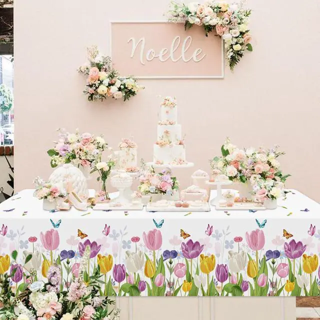 Alt view image 7 of 7 - 4Pcs Floral Tablecloth, Wildflower Party Decorations51 x 86 inch