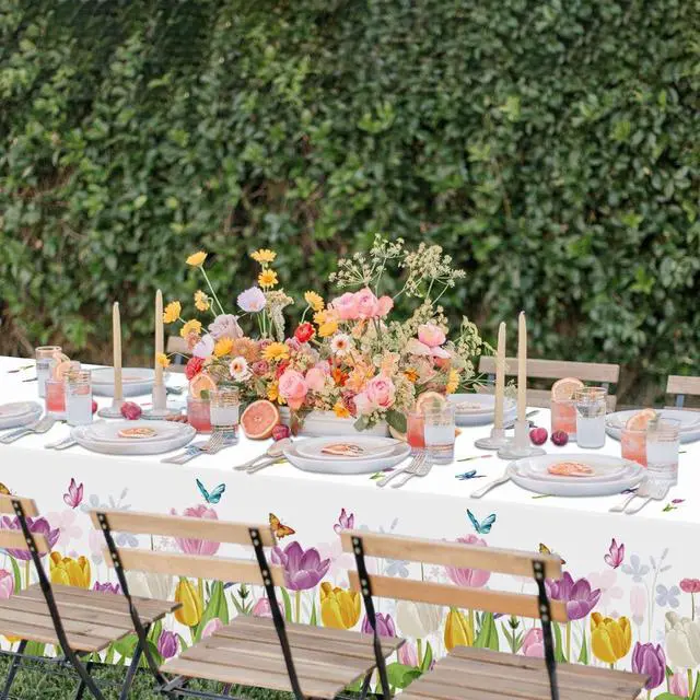 Alt view image 5 of 7 - 4Pcs Floral Tablecloth, Wildflower Party Decorations51 x 86 inch