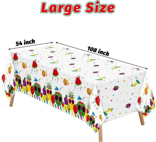 Alt view image 2 of 7 - 3 Packs Fruit Theme Table Cover Decorations Watermelon Pineapple Disposable Plastic Tablecloths for Kids Birthday Baby Shower Summer Fruit Hawaii Party Decorations Supplies, 54x108 inch