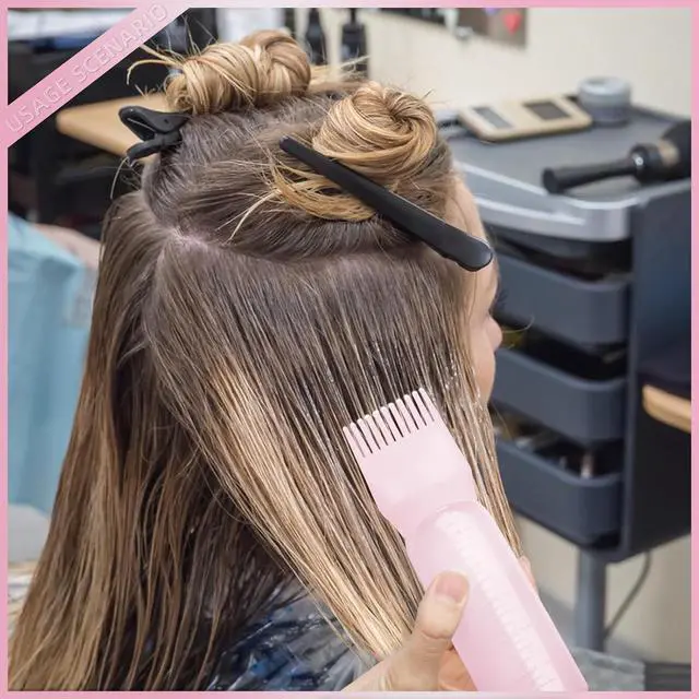 Alt view image 5 of 7 - 2Pack Root Comb Applicator Bottle - 6 Oz Hair Oil Applicator, Dye Bottle Tools with Oil Dispenser & Root Comb Brush - Pink