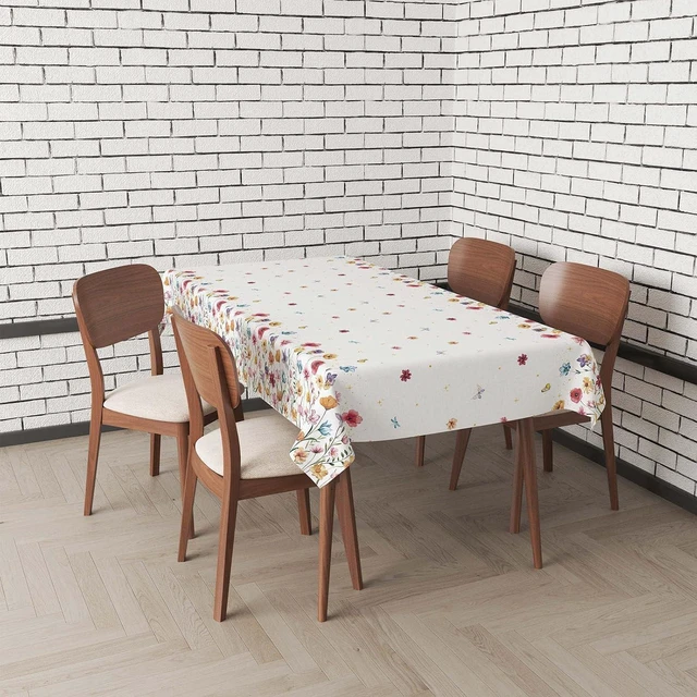 Alt view image 3 of 6 - Mocsicka 3Pcs Spring Wildflower Tablecloth Butterfly Disposable Plastic Tablecloths for Girl Birthday Party Decorations 108x54 Inch