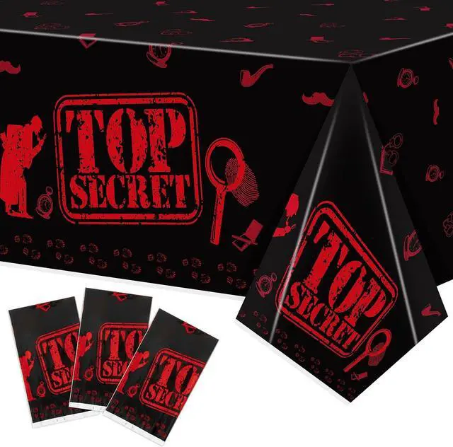 Main image of K1tpde 3PCS Spy Party Tablecloths for Kids Birthday Secret Agent Theme Table Covers Spy Plastic Table Cloth Secret Themed Party Decorations for Boys