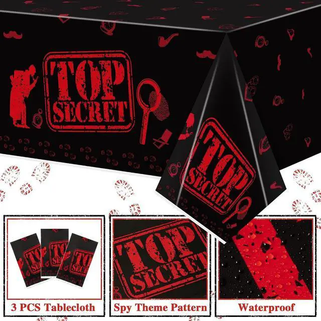 Alt view image 3 of 7 - K1tpde 3PCS Spy Party Tablecloths for Kids Birthday Secret Agent Theme Table Covers Spy Plastic Table Cloth Secret Themed Party Decorations for Boys