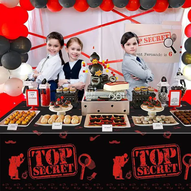 Alt view image 4 of 7 - K1tpde 3PCS Spy Party Tablecloths for Kids Birthday Secret Agent Theme Table Covers Spy Plastic Table Cloth Secret Themed Party Decorations for Boys