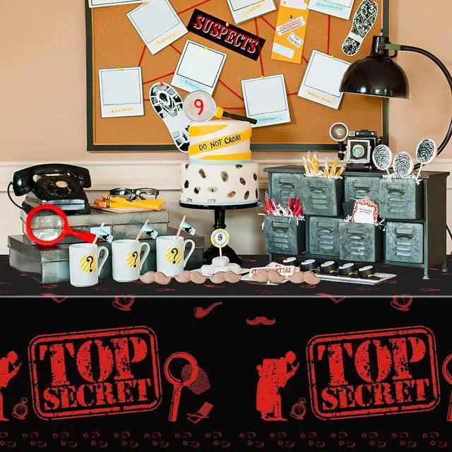 Alt view image 5 of 7 - K1tpde 3PCS Spy Party Tablecloths for Kids Birthday Secret Agent Theme Table Covers Spy Plastic Table Cloth Secret Themed Party Decorations for Boys