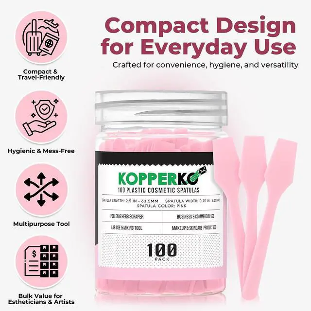 Alt view image 2 of 7 - Kopperko Cosmetic Spatulas, 2.5 Inch, 100 Pack, Pink
