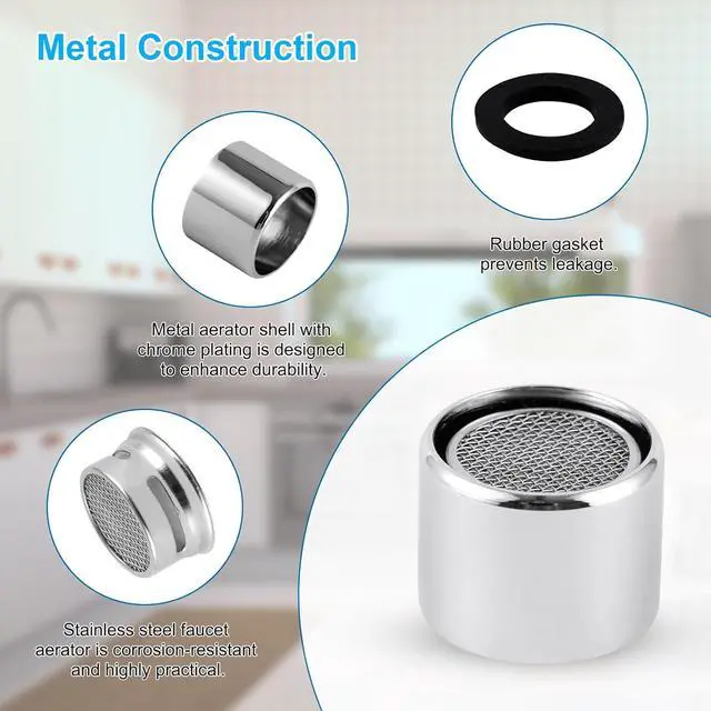 Alt view image 2 of 7 - 4-Pack Stainless Steel Faucet Aerator, 55/64" Female Faucet Adapter, Chrome
