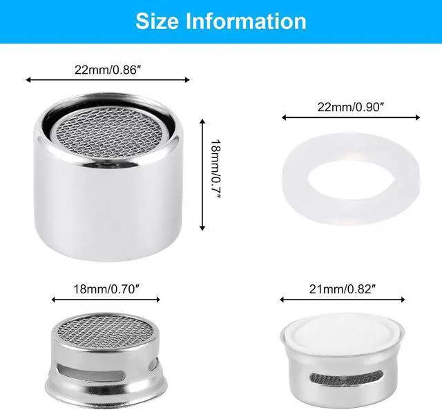 Alt view image 7 of 7 - 4-Pack Stainless Steel Faucet Aerator, 55/64" Female Faucet Adapter, Chrome