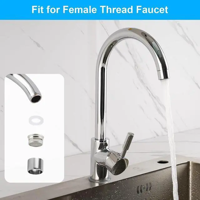 Alt view image 4 of 7 - 4-Pack Stainless Steel Faucet Aerator, 55/64" Female Faucet Adapter, Chrome