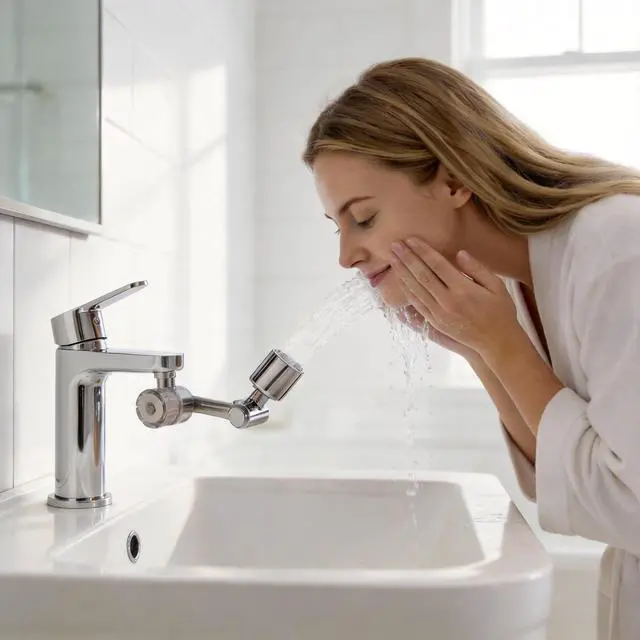 Alt view image 2 of 7 - VANCOCO 1440° Swivel Bathroom Sink Faucet Extender, U Shaped Faucet Extender with Aerator for Bathroom Sink (2 Flow Modes & 3-Layer Filtration, Brushed Nickel)