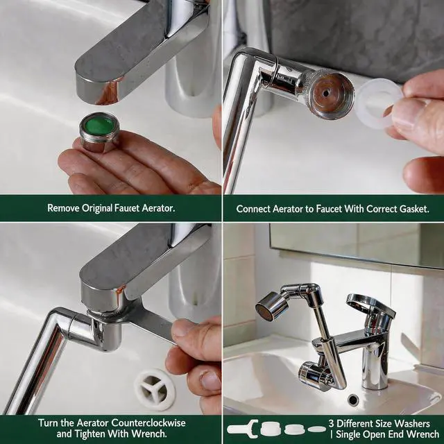 Alt view image 7 of 7 - VANCOCO 1440° Swivel Bathroom Sink Faucet Extender, U Shaped Faucet Extender with Aerator for Bathroom Sink (2 Flow Modes & 3-Layer Filtration, Brushed Nickel)