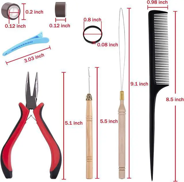 Alt view image 2 of 7 - Duufin Hair Extension Tool Kit 500 Pcs Brown Hair Extension Beads With Tool