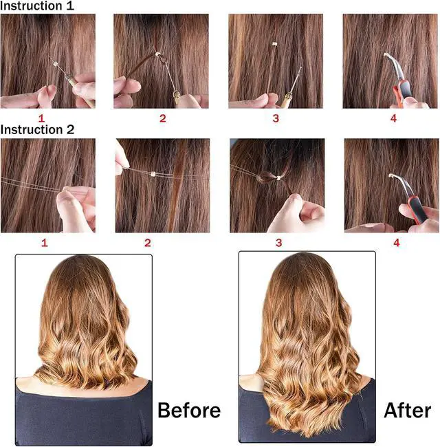 Alt view image 7 of 7 - Duufin Hair Extension Tool Kit 500 Pcs Brown Hair Extension Beads With Tool