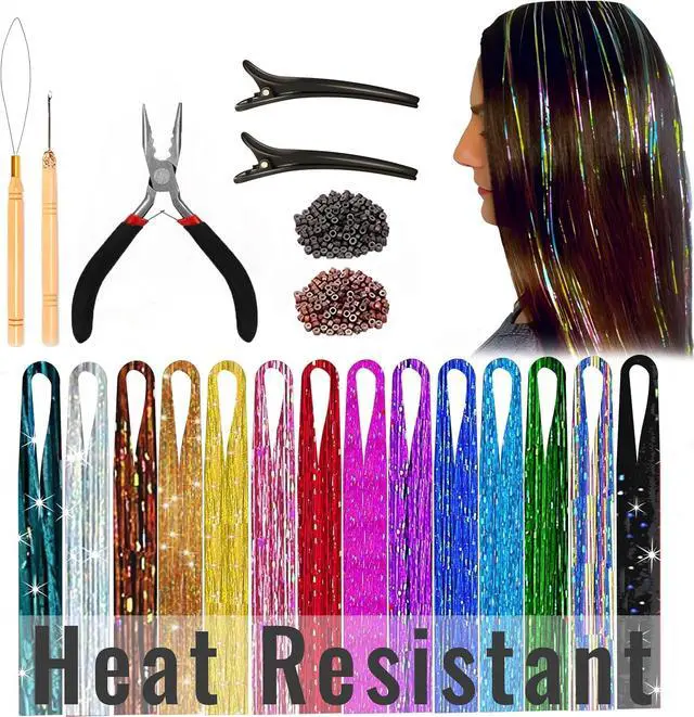 Main image of Hair Tinsel Kit | 14 Colors | 8500 Strands | For Girls, Women & Kids
