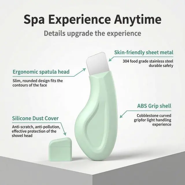 Alt view image 2 of 7 - Sookga Blackhead Remover Tool, Stainless Steel Face Scraper for Deep Cleansing, Skin Scrubber Face Spatula with Silicone Cover, Nose Blackhead Remover, Skin Care Tool for Men and Women (Green)