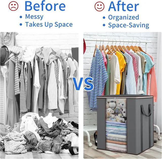 Alt view image 5 of 7 - Blanket Storage Bags 120L for Comforter Clothes Bedding Sheet Grey