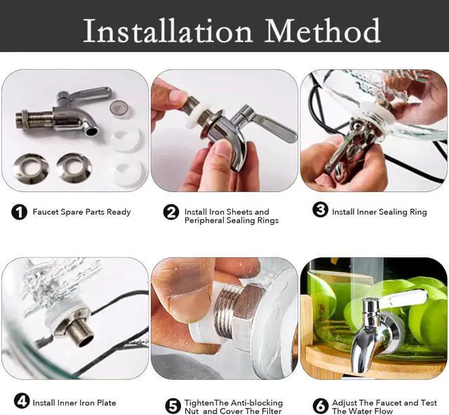 Alt view image 5 of 7 - Spigot for Beverage Dispenser Stainless Steel Water Dispenser Replacement Parts,Food Grade Metal Water Spout for Drink Dispenser Stock Pot (Silver 1PCS)