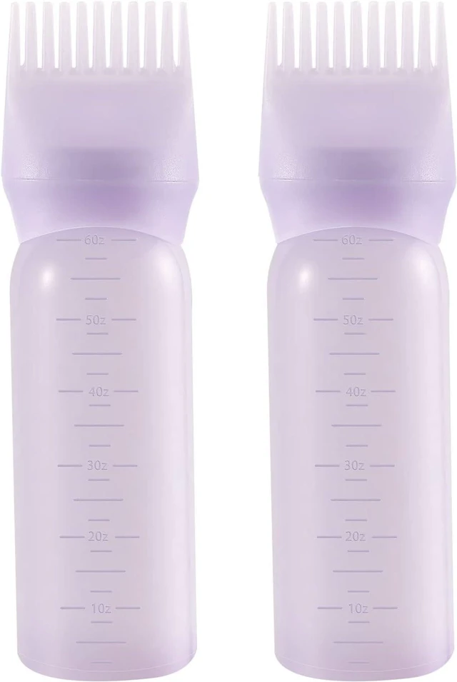 Main image of Pimoys 2Pcs 6Oz Root Comb Hair Dye Oil Applicator Bottles For Scalp, Purple