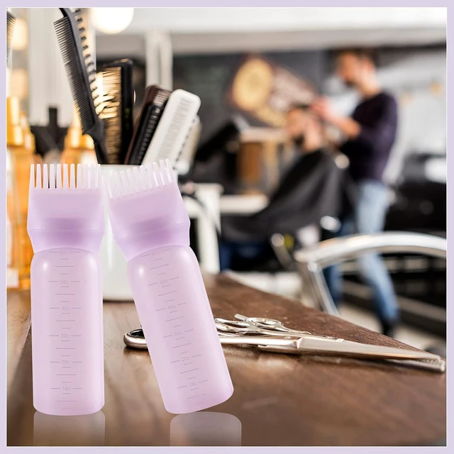 Alt view image 7 of 7 - Pimoys 2Pcs 6Oz Root Comb Hair Dye Oil Applicator Bottles For Scalp, Purple