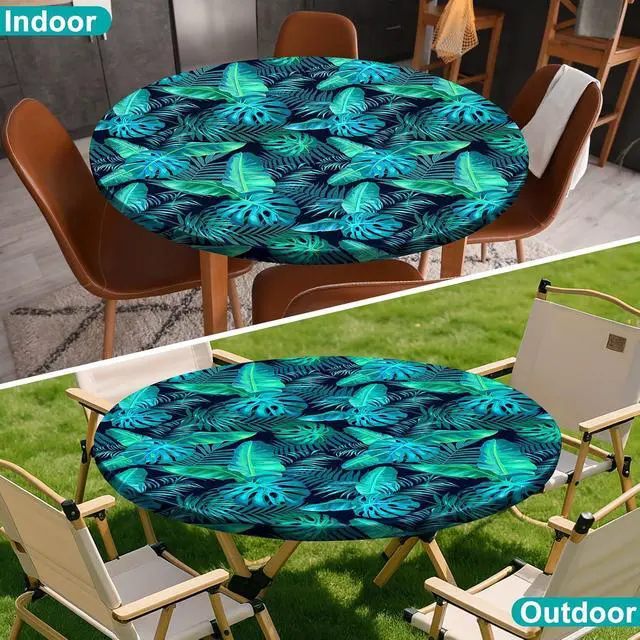 Alt view image 2 of 7 - Round Tablecloth Waterproof Elastic Fitted Cover for 36-44 Round Tables