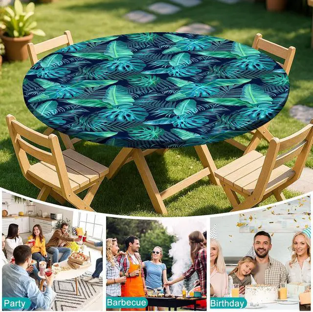Alt view image 7 of 7 - Round Tablecloth Waterproof Elastic Fitted Cover for 36-44 Round Tables