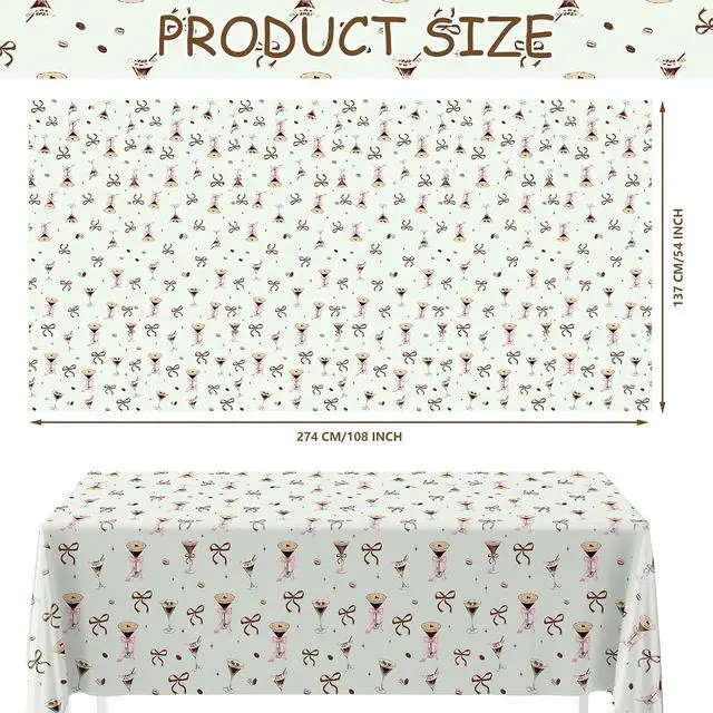 Alt view image 2 of 7 - AIBIIN 3 Pcs Espresso Martini Tablecloth A Tini Bit Older Birthday Table Covers Coffee Martini Themed Disposable Table Cloth Bachelorette Bridal Shower Party Supplies