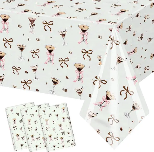 Main image of AIBIIN 3 Pcs Espresso Martini Tablecloth A Tini Bit Older Birthday Table Covers Coffee Martini Themed Disposable Table Cloth Bachelorette Bridal Shower Party Supplies