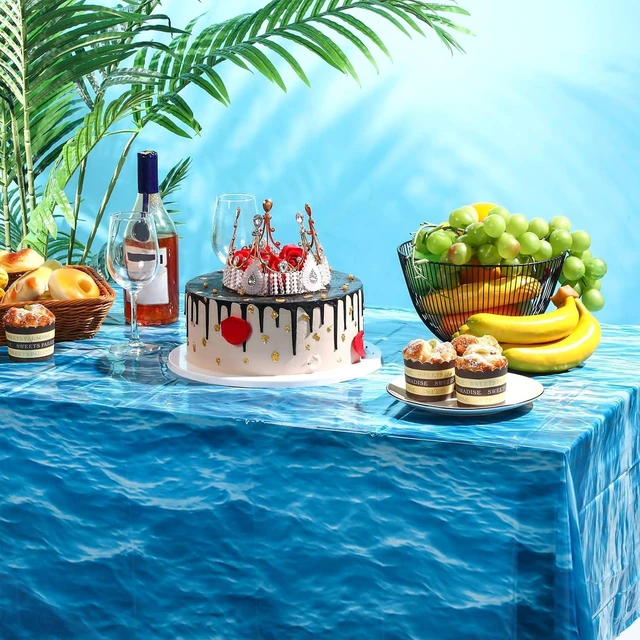 Alt view image 6 of 7 - Irenare 1 Pieces Ocean Plastic Tablecloth 54 x 108 Inch Blue