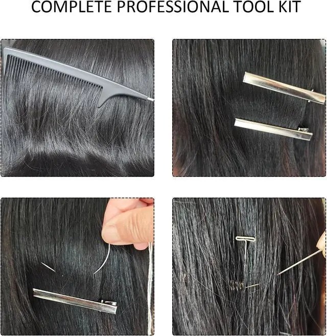 Alt view image 7 of 7 - Hair Extension Kit, Micro Ring Beads Tool Set with Pliers, Wooden Handle Crochet Hooks, Loop Needle, Separator Discs, Thread & Clips for I Tip, Micro Link & Fusion Extensions (Basic Kit)